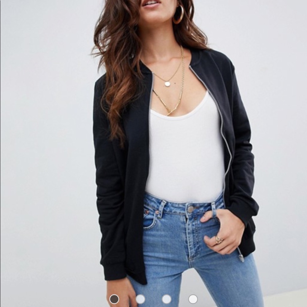 Black Asos Jersey Bomber Jacket.